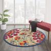 Nourison Home Aloha Red Multicolor 4' x Round Area Rug - Easy Clean, Non Shedding, Bed Room, Living Room, Dining Room, Kitchen (4' x Round) view 3