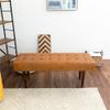 Pemberly Row Mid-Century Modern Benji Cognac Tan Genuine Leather Bench view 2
