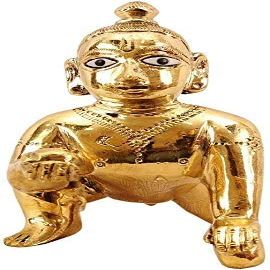 Bal Gopal, Laddu Gopal, Krishna Statue, Mathura Thakur ji Brass Metal (155 Gram Approx.) (Size - H: 7cm, W: 4cm, D: 6cm) Medium