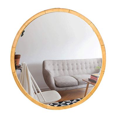 60cm(23.6) Vintage Round Wood Mirror Circle Wall Decor Mirrors Rustic Accent Mirror for Bathroom/Bedroom/Wardrobe