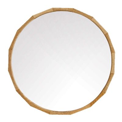 50/70CM Wooden Frame Round Mirror, Accent Mirror, Wall Mirror, for Living Rooms, Bathroom - Natural