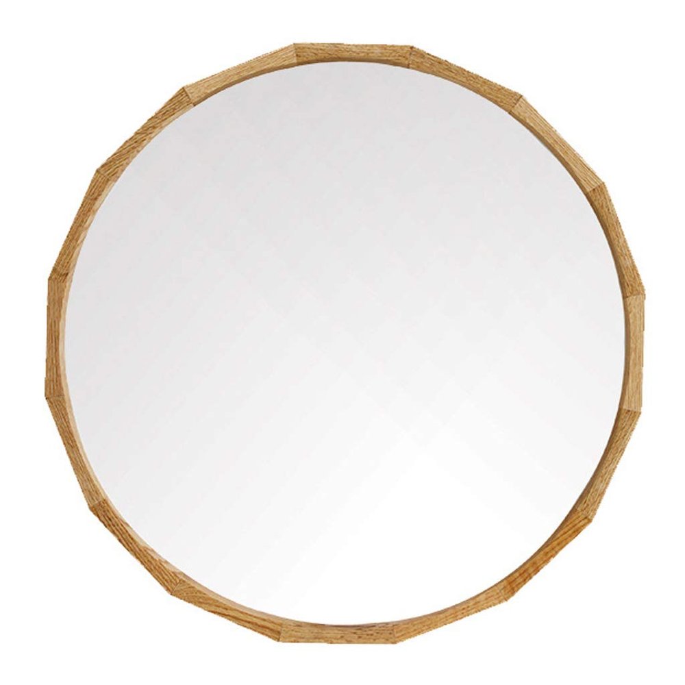 50/70CM Wooden Frame Round Mirror, Accent Mirror, Wall Mirror, for Living Rooms, Bathroom - Natural