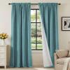 H.VERSAILTEX Linen Look 100% Blackout Curtains 95 Inches Long for Bedroom Full Light Blocking Rod Pocket Linen Textured Thick Window Curtain Drapes with White Backing, Teal, 2 Panels view 1