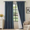 H.VERSAILTEX Linen Look 100% Blackout Curtains 95 Inches Long for Bedroom Full Light Blocking Rod Pocket Linen Textured Thick Window Curtain Drapes with White Backing, Navy, 2 Panels view 1
