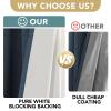 H.VERSAILTEX Linen Look 100% Blackout Curtains 95 Inches Long for Bedroom Full Light Blocking Rod Pocket Linen Textured Thick Window Curtain Drapes with White Backing, Navy, 2 Panels view 3