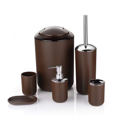 ZHIZHOU Bathroom Set 6 Pieces/Set Bathroom Accessory Set with A Variety of Color Options Plastic Brown