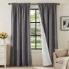 H.VERSAILTEX Linen Look 100% Blackout Curtains 95 Inches Long for Bedroom Full Light Blocking Rod Pocket Linen Textured Thick Window Curtain Drapes with White Backing, Grey, 2 Panels view 1