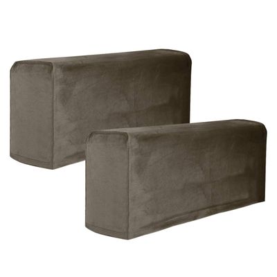 BESPORTBLE 2pcs Stretch Fabric Sofa Armrest Covers Armchair Arm Covers Anti-Stain Washable Furniture Protector (Khaki)