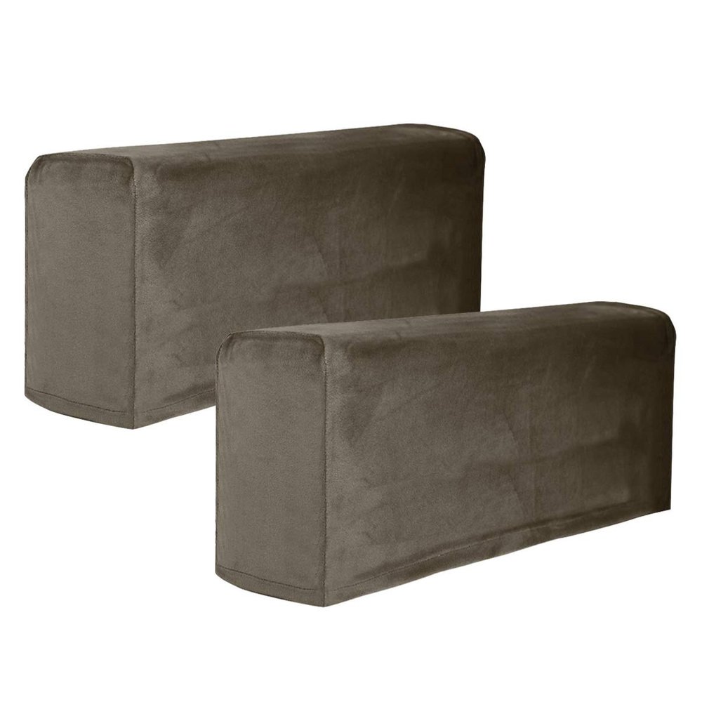 BESPORTBLE 2pcs Stretch Fabric Sofa Armrest Covers Armchair Arm Covers Anti-Stain Washable Furniture Protector (Khaki)