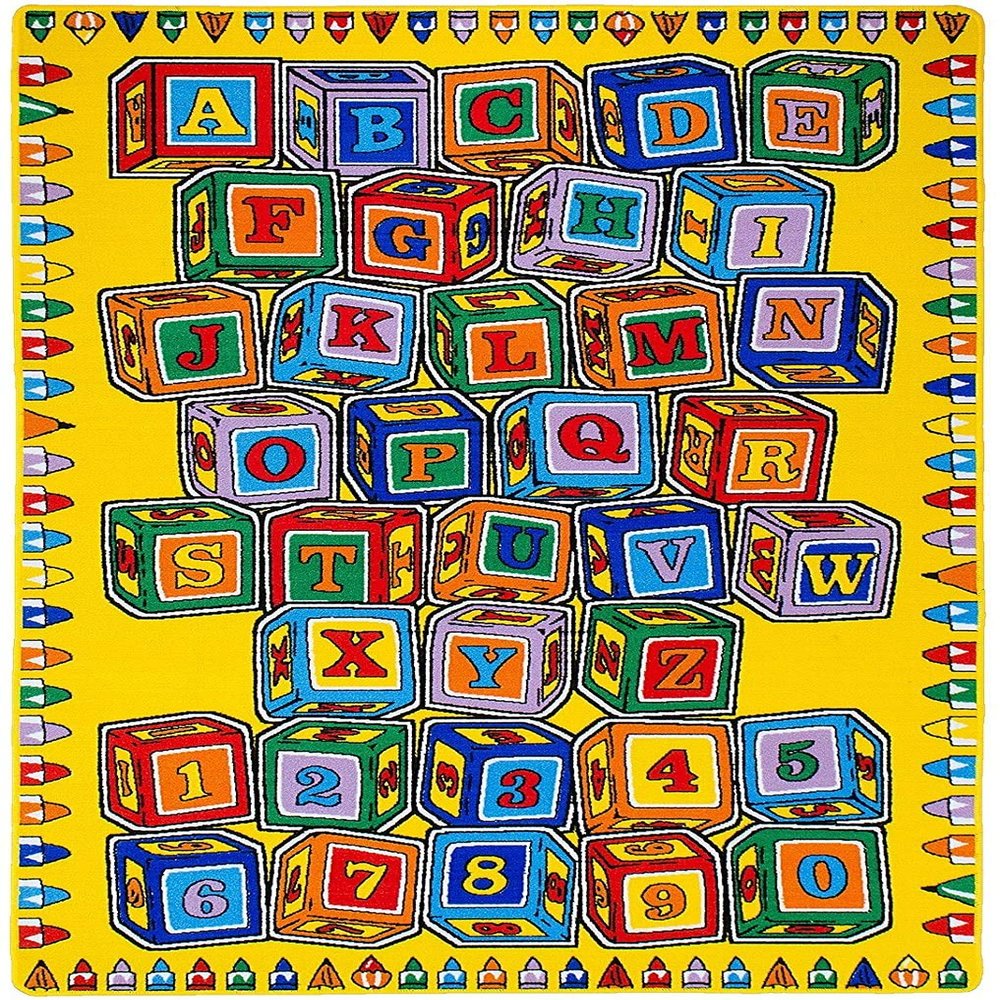 champion rugs CRs Learning ABC Kids Rug Blocks (A-Z and 1-9) Design (8 Feet X 10 Feet)
