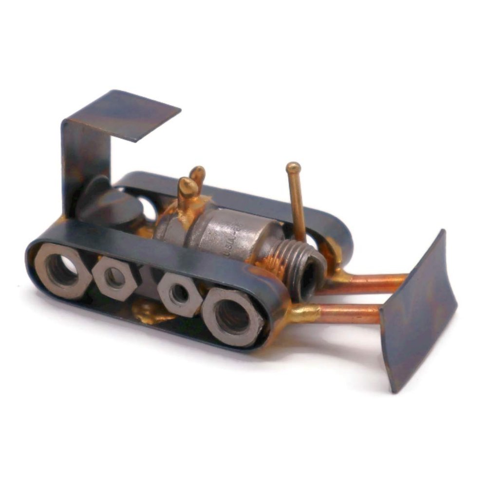 Bulldozer Collectible Handmade Metal Art Figurine, Desk Accessories, Trophy, Boss Gift, Home Office Dcor, Construction Worker Gift