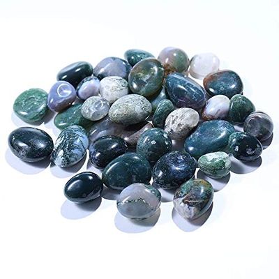 100g 20-25mm Polished raw Natural Oval Green Moss Agate Quartz Tumbled Stone for Sale
