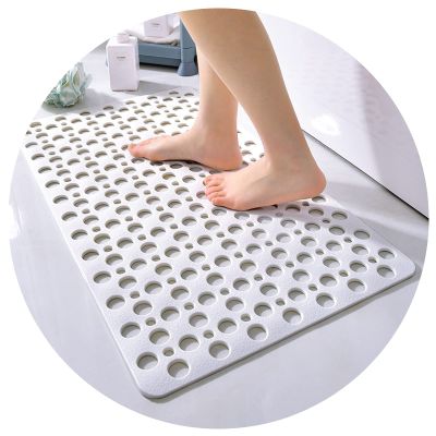 Bath Shower Mat Non-Slip Mat, Bathroom Shower Room Carpet Plastic Bathtub Foot Pad with Suction Cup Drainage Hole Anti-Drop Pad ALGFree (Color : White, Size : 40x88cm+60x90cm)