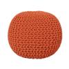 REDEARTH Round Pouf Ottoman - Hand Knitted Cable Boho Poof - Pouffe Circular Footrest for Living Room - Bedroom - Patio - 100% Cotton (19.5"x19.5"x14") - Burnt Orange view 1