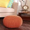 REDEARTH Round Pouf Ottoman - Hand Knitted Cable Boho Poof - Pouffe Circular Footrest for Living Room - Bedroom - Patio - 100% Cotton (19.5"x19.5"x14") - Burnt Orange view 2