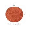 REDEARTH Round Pouf Ottoman - Hand Knitted Cable Boho Poof - Pouffe Circular Footrest for Living Room - Bedroom - Patio - 100% Cotton (19.5"x19.5"x14") - Burnt Orange view 3