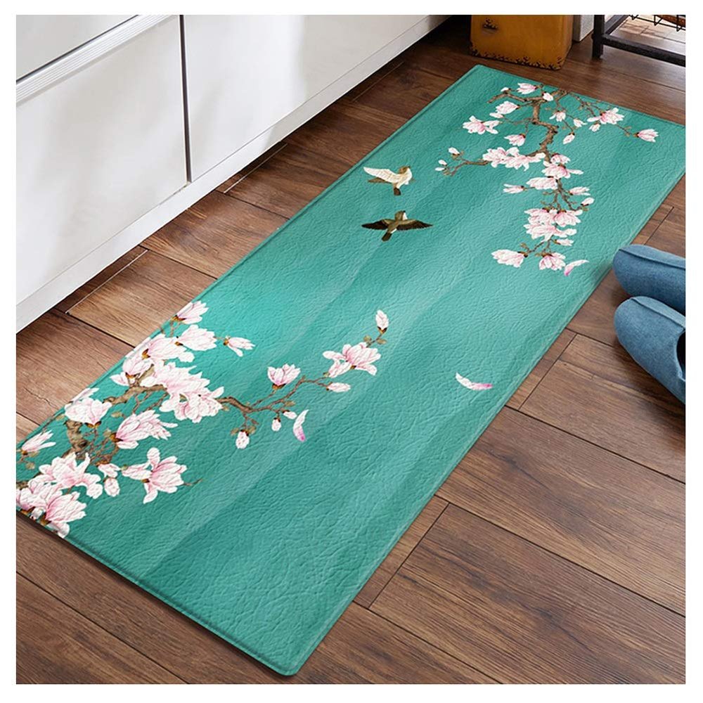 Erasable PVC Kitchen Mat, Oil-Proof Non-Slip Waterproof Enter Doormat Anti-Fall Customizable Foot Pad ALGFree (Color : B, Size : 45x75cm+45x150cm)