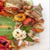 Artisan hand painted fall, autumn, and harvest wreath for front door or inside pumpkin patch decorations. Features blue truck, pick your own pumpkins, autumn flowers. Very full & is one of a kind! view 2