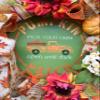 Artisan hand painted fall, autumn, and harvest wreath for front door or inside pumpkin patch decorations. Features blue truck, pick your own pumpkins, autumn flowers. Very full & is one of a kind! view 3