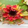 Artisan hand painted fall, autumn, and harvest wreath for front door or inside pumpkin patch decorations. Features blue truck, pick your own pumpkins, autumn flowers. Very full & is one of a kind! view 4