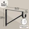 Okuna Outpost Shelving Brackets with Rod Holder for Closet Shelves - 4 Pack, Black Metal, 12.5 x 1 x 9.5 in - Clothes Bar Bracket & Rod Support for Closet Storage view 2