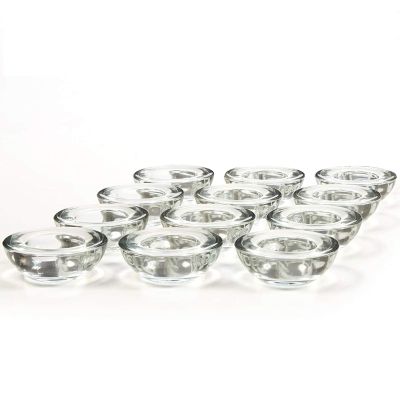 GOLDEAL 12 PCS Clear Glass Tealight Candle Holders, Tealight Bowl,Votive Candle Holders Bulk Use for Weddings Parties Dinner