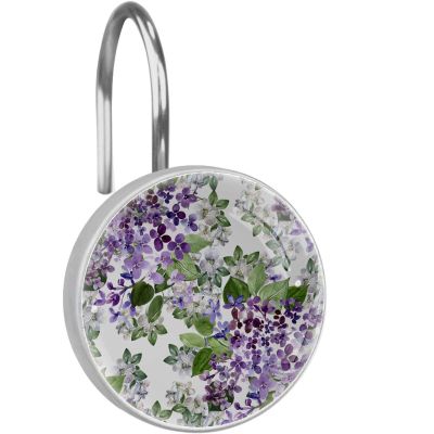 Beautiful Lilac, Shower Curtain Hooks Rings Set of 12 Decorative Stainless Steel Shower Curtain Hooks Shower Rings for Curtains Rods