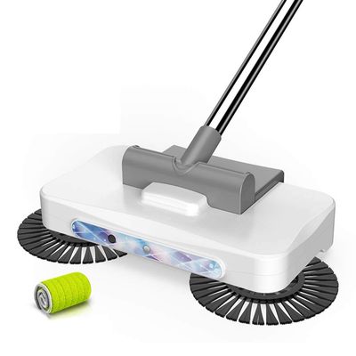 NLIAN- Hand-Push Sweeper Household, Front Searchlight Cleaning Hand-Push Automatic Sweeper Clean Home 3-in-1 Sweeper Suitable for All Kinds of Ground (Color : White)