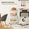 DTK 3 Tier Rolling Utility Cart with Cover Top Board, Movable Kitchen Storage Cart Trolley with Lockable Wheels, Cups, Hooks for Kitchen Bathroom Home Office Art Craft Storage and Organization(White) view 4
