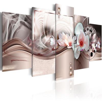 artgeist Textured Canvas Wall Art Flowers Orchid 80x40 in - 5pcs Painting Canvas Prints Picture Artwork Living Room Framed Contemporary Modern Photo Wall Home Floral Nature Botanical b-C-0113-b-o