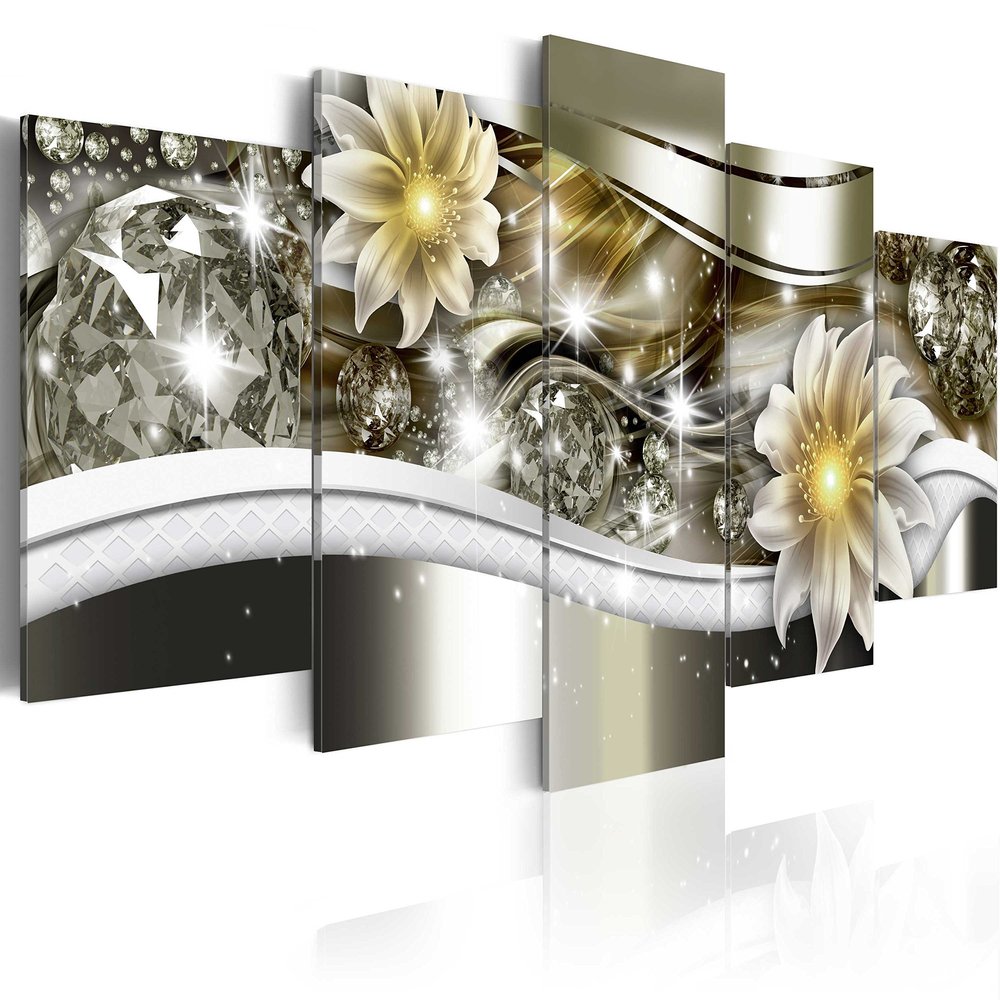 artgeist Textured Canvas Wall Art Abstract Flowers 80x40 in - 5pcs Painting Canvas Prints Picture Artwork Image Framed Contemporary Modern Photo Wall Home b-A-0266-b-p