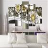 artgeist Textured Canvas Wall Art Abstract Flowers 80x40 in - 5pcs Painting Canvas Prints Picture Artwork Image Framed Contemporary Modern Photo Wall Home b-A-0266-b-p view 2