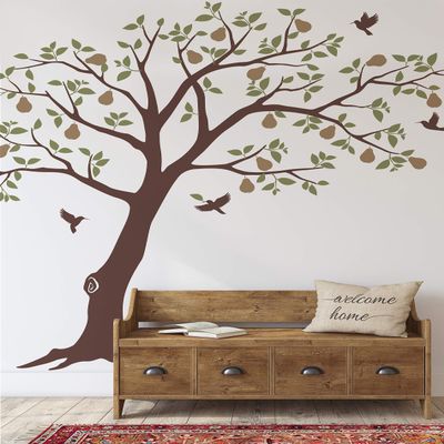 Pear Tree with Hummingbirds Wall Decal - by Simple Shapes (Scheme A)