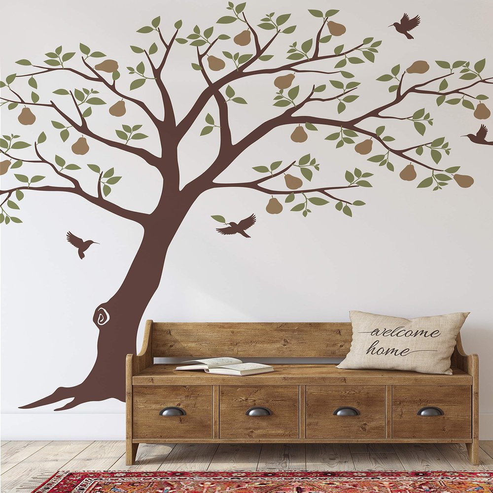 Pear Tree with Hummingbirds Wall Decal - by Simple Shapes (Scheme A)
