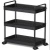 Ronlap 3 Tier Slim Rolling Storage Cart with Wheels Plastic Utility Cart Organizer for Snack Craft Art Postpartum Baby Diaper Nail Makeup in Bathroom Laundry Room Kitchen Bedside Narrow Space, Black view 1