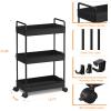 Ronlap 3 Tier Slim Rolling Storage Cart with Wheels Plastic Utility Cart Organizer for Snack Craft Art Postpartum Baby Diaper Nail Makeup in Bathroom Laundry Room Kitchen Bedside Narrow Space, Black view 2