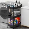 Ronlap 3 Tier Slim Rolling Storage Cart with Wheels Plastic Utility Cart Organizer for Snack Craft Art Postpartum Baby Diaper Nail Makeup in Bathroom Laundry Room Kitchen Bedside Narrow Space, Black view 4
