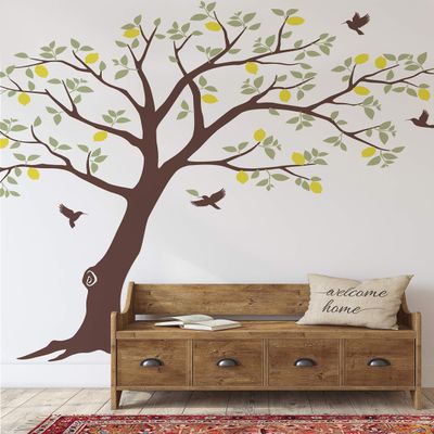 Lemon Tree with Hummingbirds Wall Decal - by Simple Shapes (Scheme B)