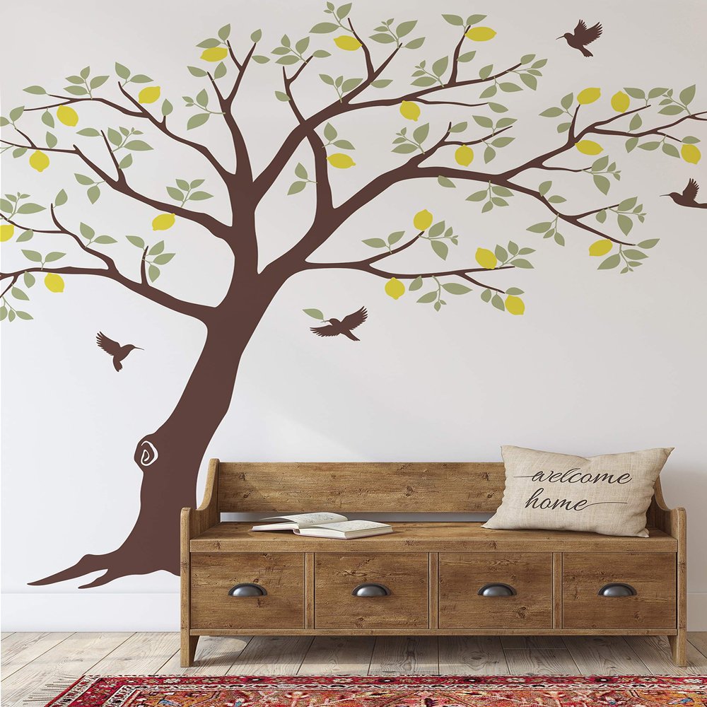 Lemon Tree with Hummingbirds Wall Decal - by Simple Shapes (Scheme B)