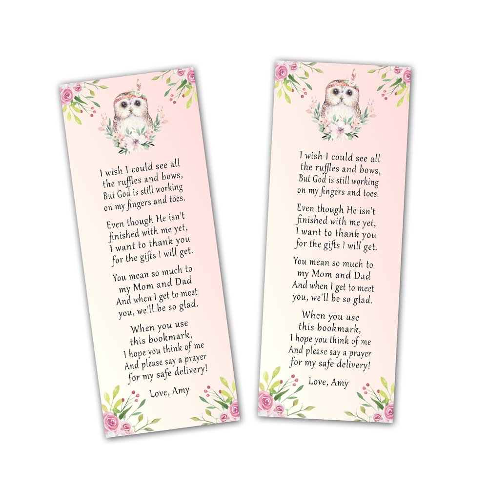 30 bookmarks owl forest animals baby shower favors personalized