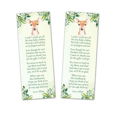30 bookmarks deer forest animals baby shower favors personalized green gender neutral