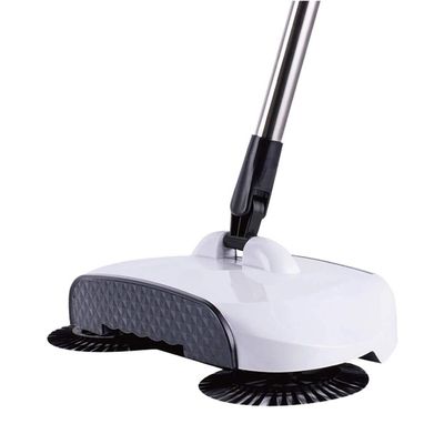 NLIAN- Push Type Sweeping Machine, Stainless Steel Magic Broom Dustpan Handle Household Vacuum Cleaner Hand Push Automatic Sweeper Floor Robotic no need to charge (Color : White)
