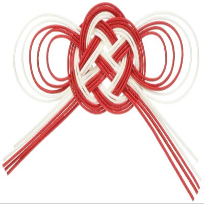 Tokyodo MH000035-003 Mizuhiki Flower Bowknot, Red and White, Approx. L 2.6 x W 3.3 inches (6.5 x 8.5 cm), Pack of 4