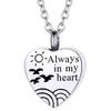 Stainless Steel Funeral Cremation Heart with Seagulls Heart Locket Pendant Keepsake Urn Necklace For Ashes Memorial Jewelry Mementos With Funnel Kit (Silver Heart) view 1