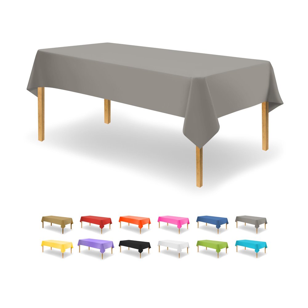 Silver Disposable Plastic Tablecloth for Rectangle Tables (12 Pack) Premium Decorative Table Cloths for Parties, Events & Weddings, Indoors & Outdoors, 54 x 108 inches, Plastic Table Cover