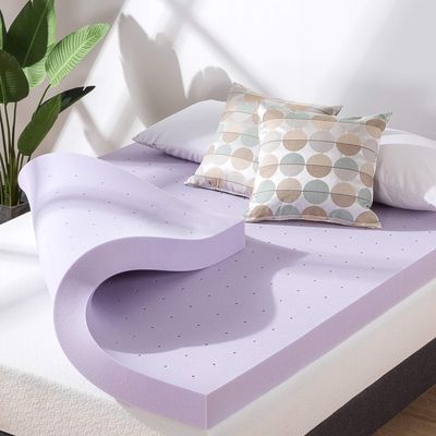 Mellow 4 Inch Ventilated Memory Foam Mattress Topper, Soothing Lavender Infusion, CertiPUR-US Certified, Full