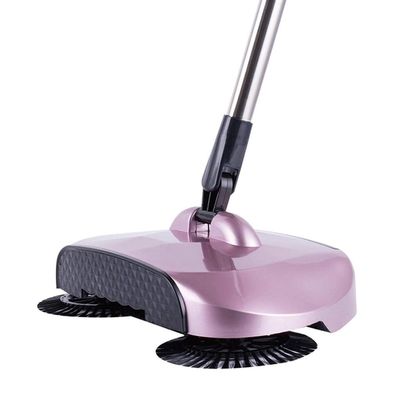 brooms NLIAN- Push Type Sweeping Machine, Stainless Steel Magic Dustpan Handle Household Vacuum Cleaner Hand Push Automatic Sweeper Floor Robotic no Need to Charge (Color : Pink)