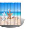Amagical Golden Sand with Seashell and Starfish Pattern 3 Piece Blue Ocean Bathroom Mat Set Shower Curtain Set Bath Mat Contour Mat Waterproof Shower Curtain with 12 Hooks view 3