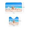 Amagical Golden Sand with Seashell and Starfish Pattern 3 Piece Blue Ocean Bathroom Mat Set Shower Curtain Set Bath Mat Contour Mat Waterproof Shower Curtain with 12 Hooks view 4
