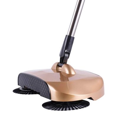 NLIAN- Push Type Sweeping Machine, Stainless Steel Magic Broom Dustpan Handle Household Vacuum Cleaner Hand Push Automatic Sweeper Floor Robotic no need to charge (Color : Orange)